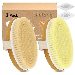 NEW 2 Pack Dry Body Brush Exfoliating Body Scrubbers With Natural Bristles